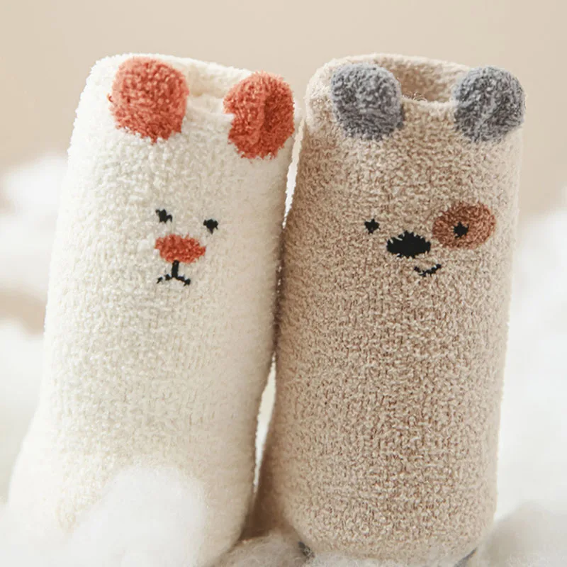 3 pares por lote MILANCEL calcetines de invierno para bebé 0-5T lindos calcetines acolchados de lana para niñas calcetines antideslizantes gruesos de dibujos animados para niños - imagen 5