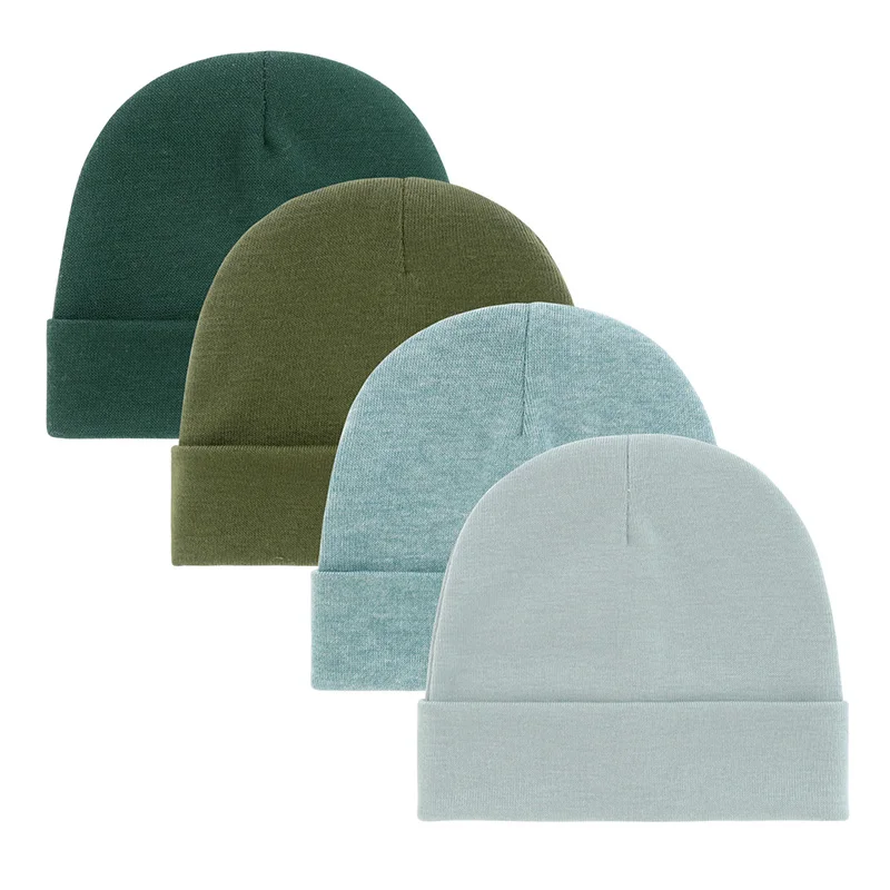 4 unids/lote gorro para recién nacido, gorros de algodón de Color sólido para niños y niñas, gorro para bebé para todas las estaciones, artículos tejidos suaves para recién nacidos - imagen 4