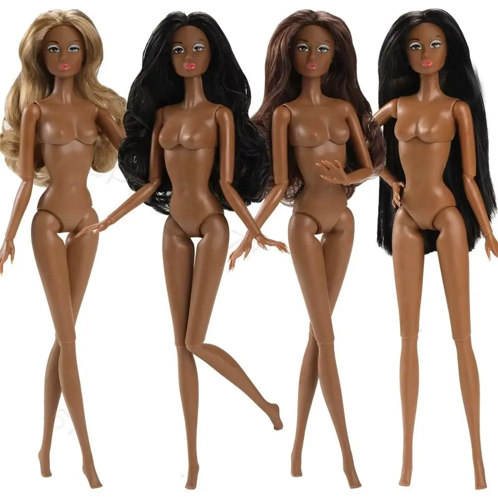 Juguete para niñas, supermodelo europeo, muñeca desnuda, vestido de piel oscura, modelo de muñeca 1/6, pelo rizado, figura de acción móvil, cuerpo, Juguetes DIY