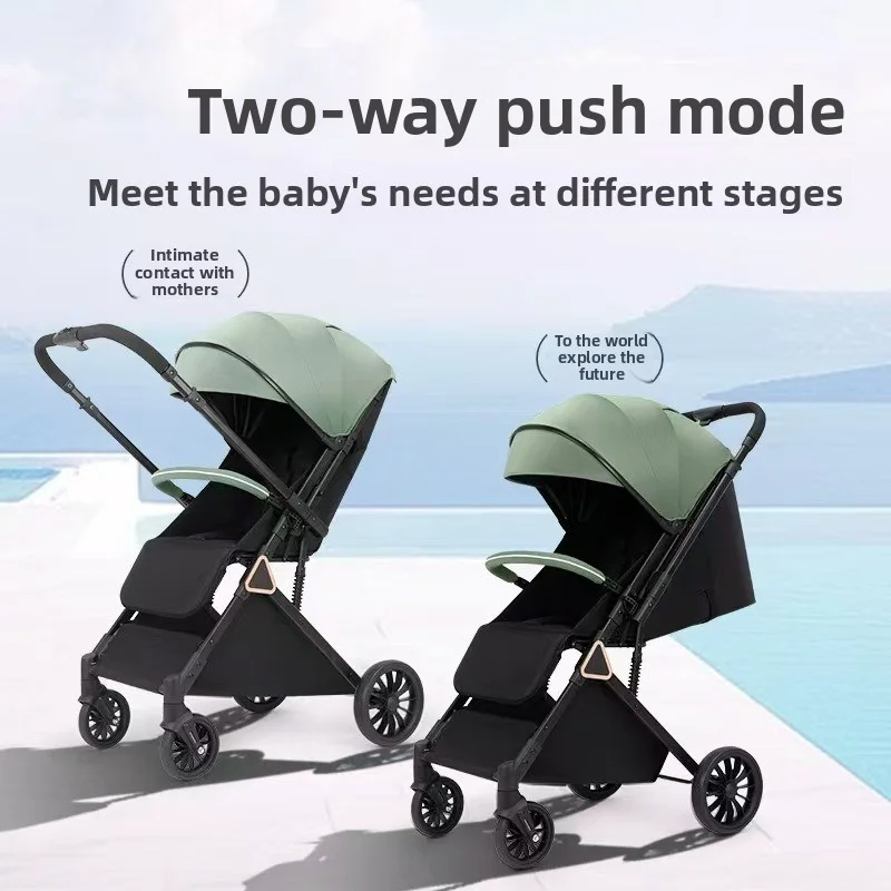 El cochecito de bebé QQ1 puede sentarse y acostarse, el cochecito de bebé portátil plegable y de marcha atrás, se puede colocar en el avión - imagen 5