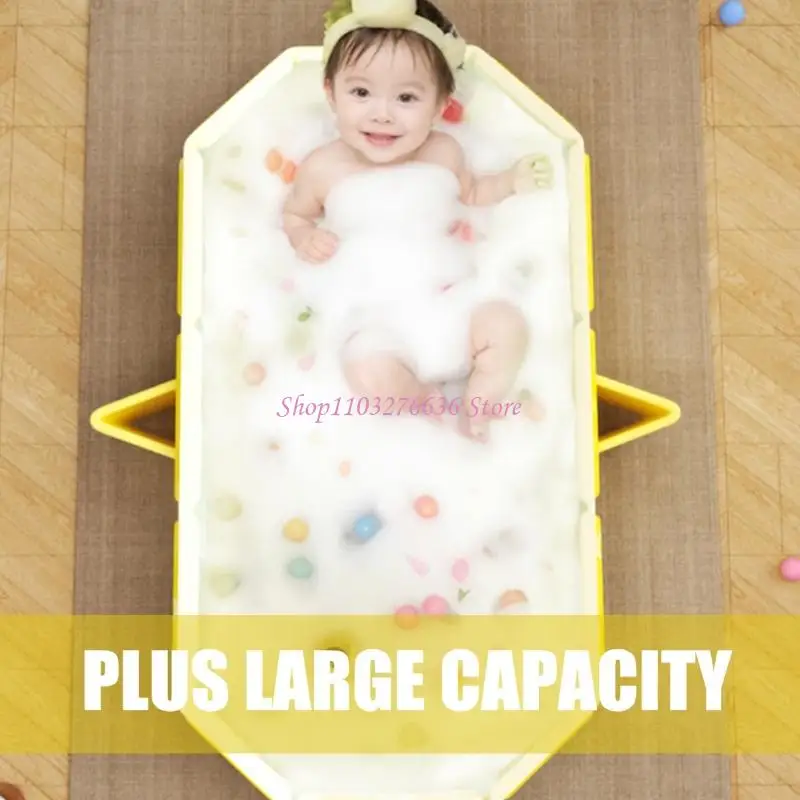 Bañera bebé plegable R6FD para baños seguros Bañeras fáciles almacenamiento portátil Bañera PVC Space Saver Baby para - imagen 3