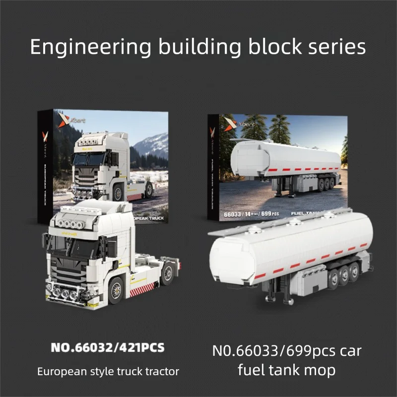 Bloques de construcción de cabeza de camión europeo, contenedor conectable creativo, modelo de remolque, ladrillos, juguetes Diy para niños, regalos de vacaciones, 421 Uds. - imagen 4