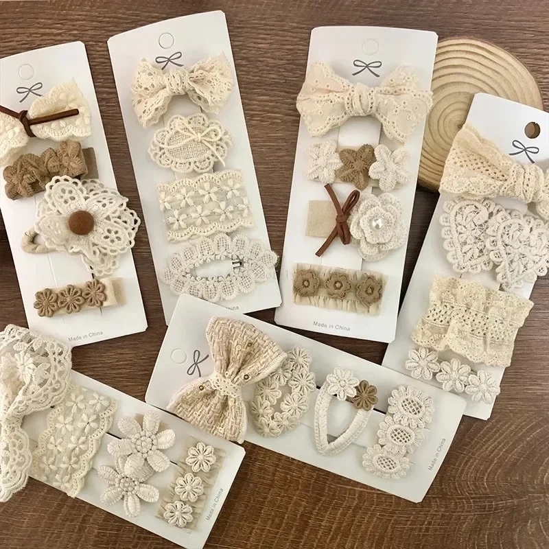 Pasadores flores encaje bebé suave niña – Horquillas lazo blanco