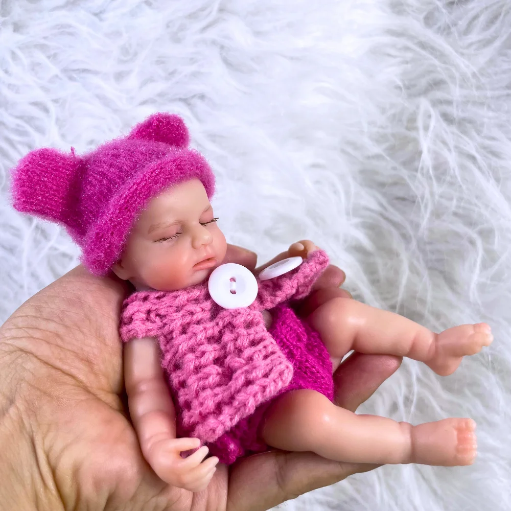 Mini muñeca Reborn de silicona totalmente lisa de 6 pulgadas y 15CM, LouLou Girl, cuerpo lavable, silicona suave realista, regalo de cumpleaños y Navidad - imagen 5