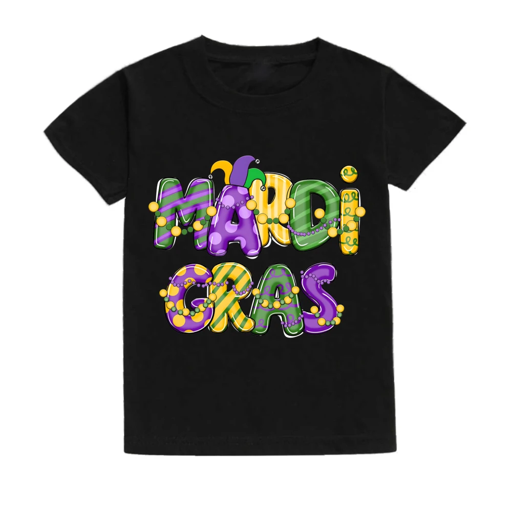 Camiseta de carnaval de Mardi Gras para niños, camiseta de vacaciones Happy Mardi Gras Day, camiseta para niños y niñas, camisetas de fiesta para niños pequeños, trajes - imagen 4