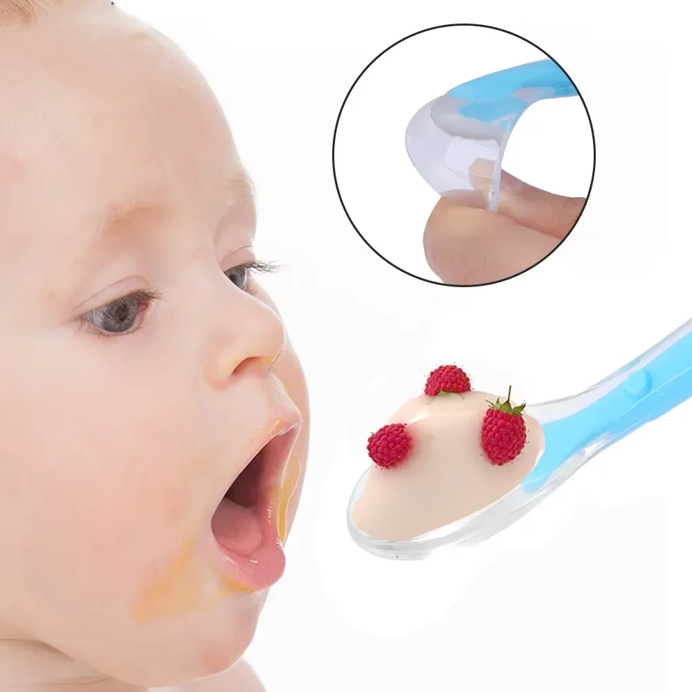 Cuchara suave de silicona para 3 bebés, cuchara de entrenamiento para bebés, alimentación sin BPA, cuchara de destete especial para bebés, caja con correa para la boca suave y no dañada - imagen 4