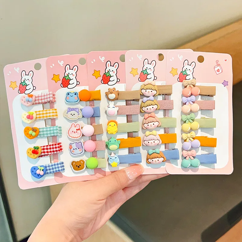 Pinzas para el cabello para bebé, sin tirones, cubiertas de tela suave, lindas pasadores Flyaway de estilo coreano para niña pequeña, cabello fino (5 piezas) - imagen 3