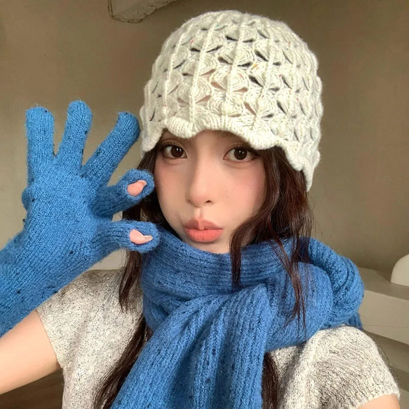 2026 nuevo guante tejido de invierno para niñas lindo 8 colores mujeres puntos coloridos guantes con pantalla táctil señora guantes cálidos y versátiles - imagen 2