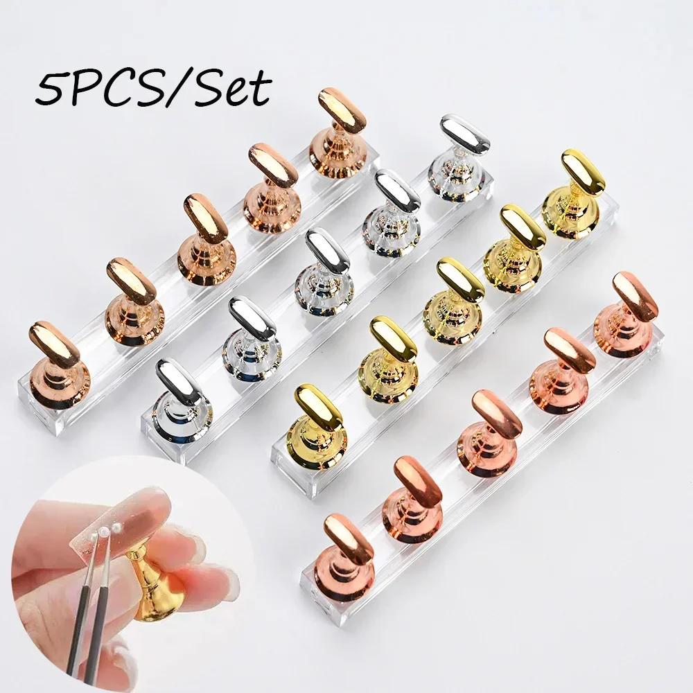 Presione en estantes para mostrar uñas, 5 unidades/juego, soporte de exhibición de 7 colores, soporte magnético para uñas, soporte de práctica para exhibición con Base - imagen 2