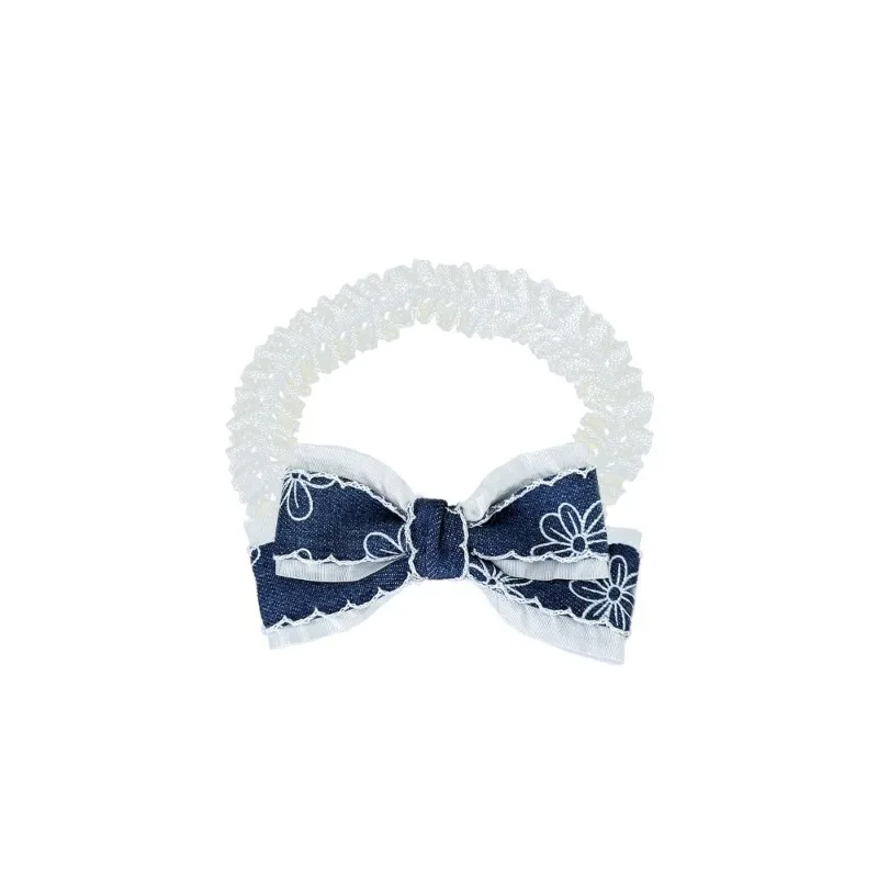 Diadema bebé mezclilla lazo floral para niñas – Protege fontanela - imagen 5