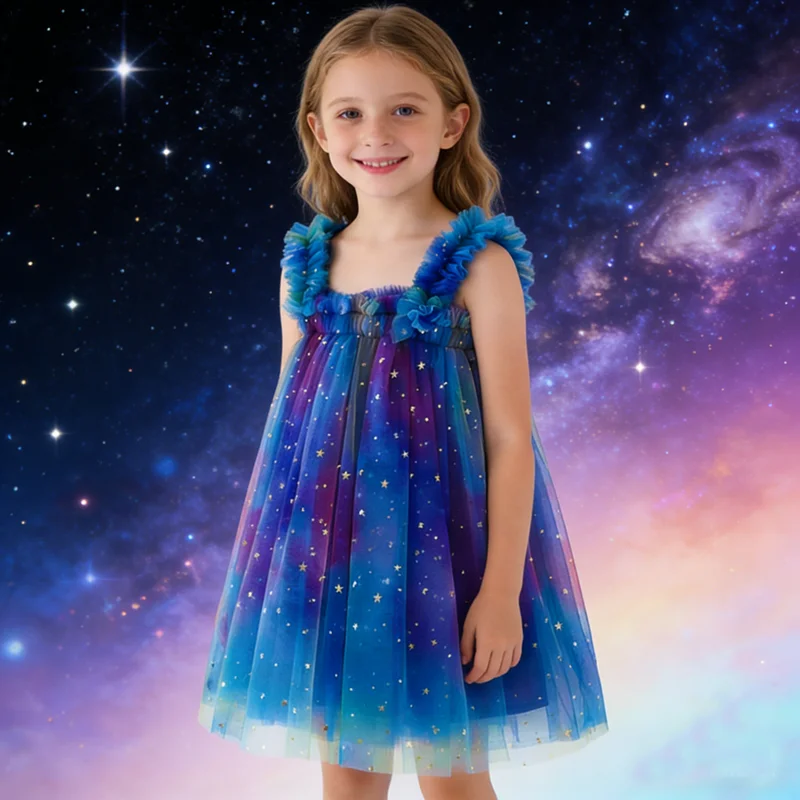 2026 nuevo estilo Lotita niños niñas princesa tul Sling vestido colorido verano sin mangas niños niñas vestido de fiesta