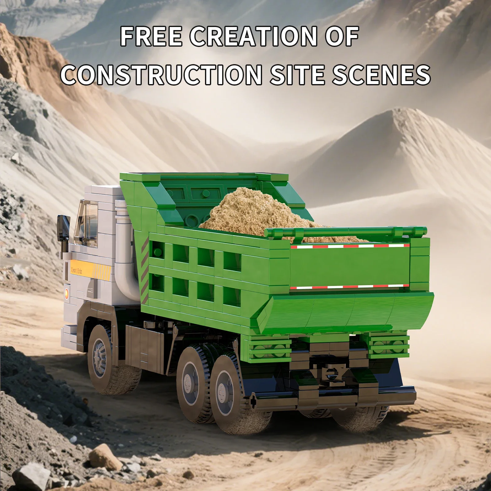 Bloques de construcción de camión de carga para niños, camión de transporte de arena y barro, modelo de ladrillos, decoración de escritorio, juguetes Diy, regalos de vacaciones, 467 Uds. - imagen 2