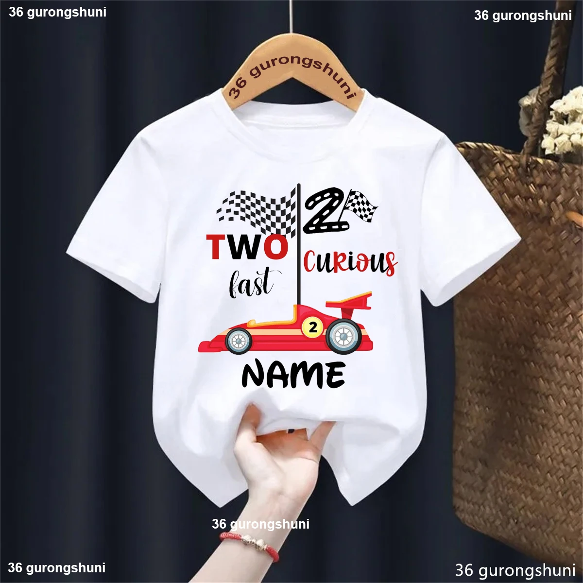 Camiseta personalizada niños – Diseño carreras segundo cumple - imagen 2