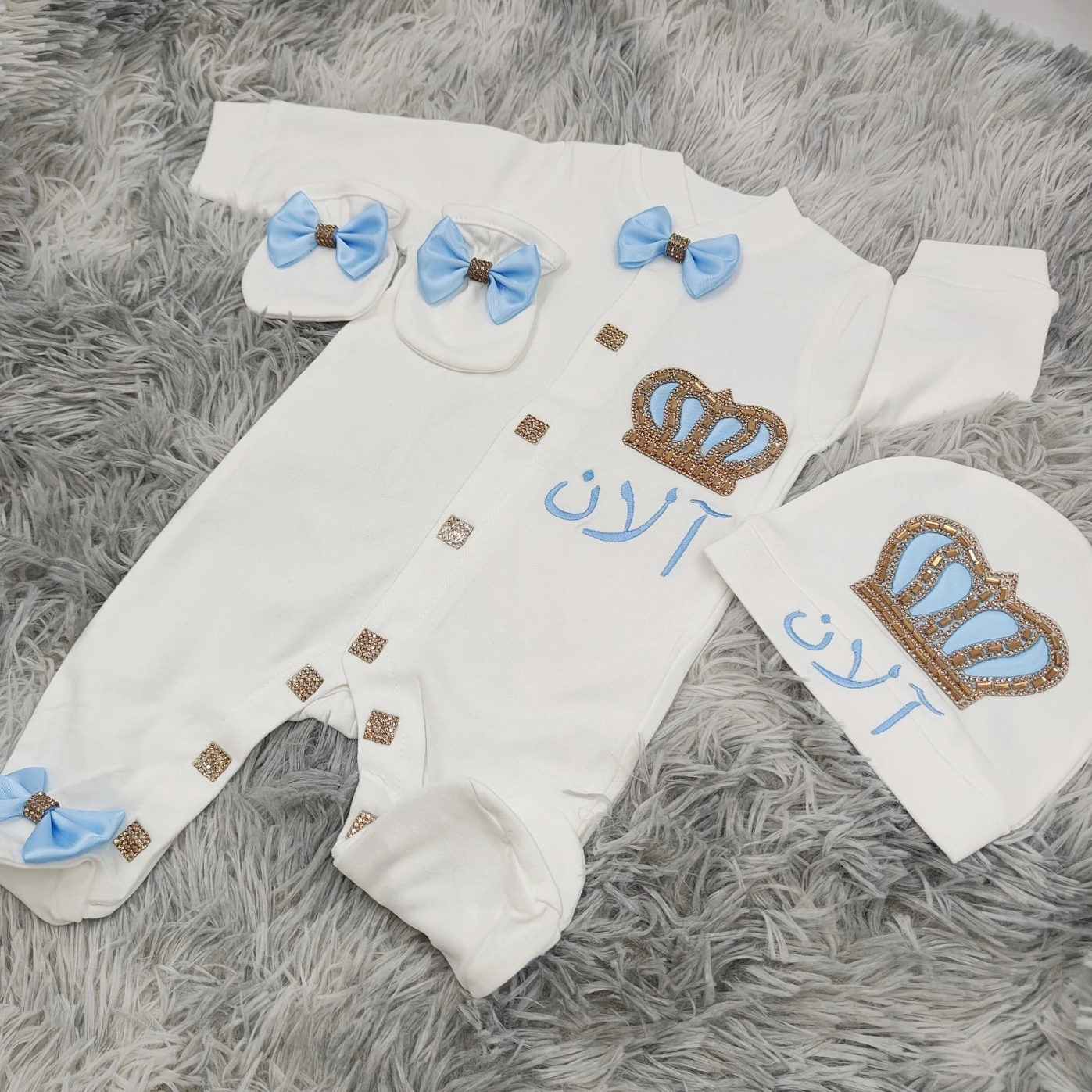 Dollbling corona nacarada Onederful Boho guardería cumpleaños niña malva rosa polvoriento traje francés encaje mono pastel Smash camisa conjunto - imagen 2