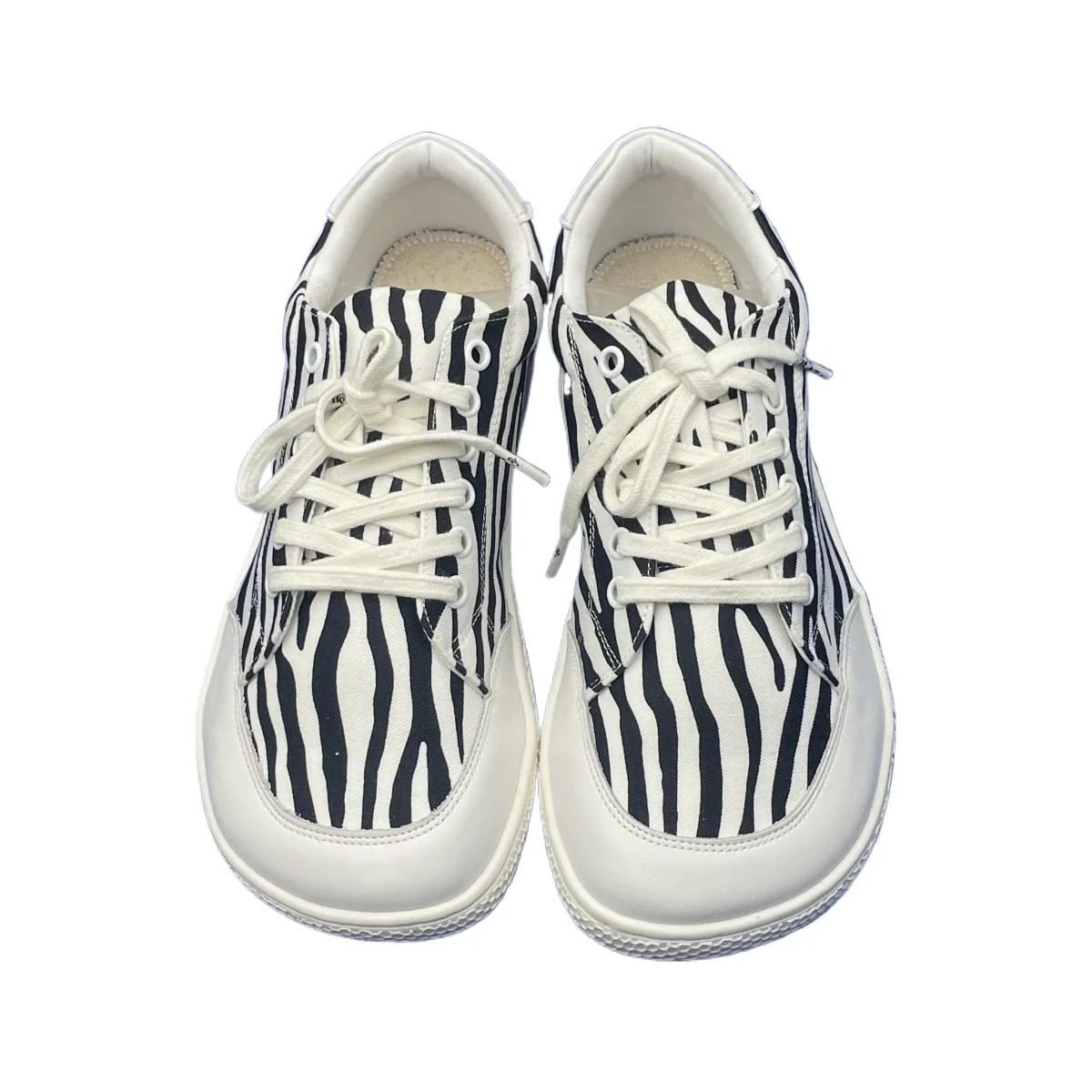 Tipsietoes-zapatillas de deporte descalzas de cuero genuino + lona para hombre y mujer, suela plana suave sin caída, puntera más ancha, peso ligero y Flexible