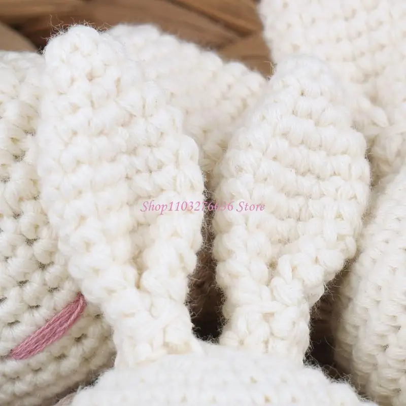 R6FD mordedor conejo tejido a mano, Clip para chupete, DIY, juguete mordedor para aliviar dentición infantil, regalo - imagen 4