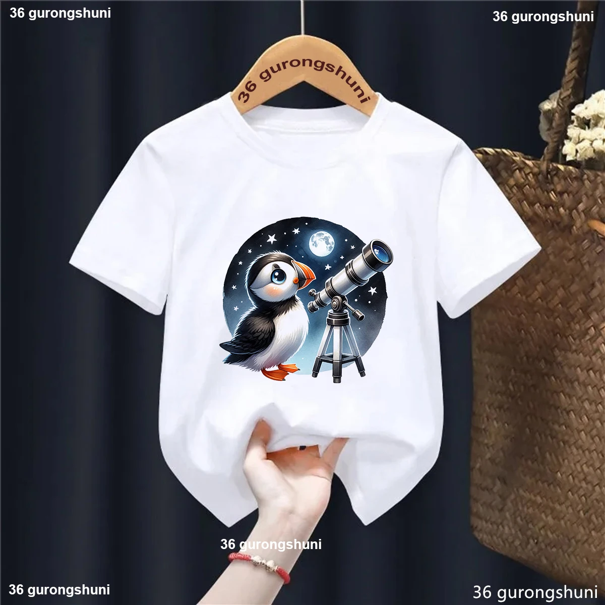Rainbow Penguin Camiseta estampada pingüino arcoíris niño - imagen 5