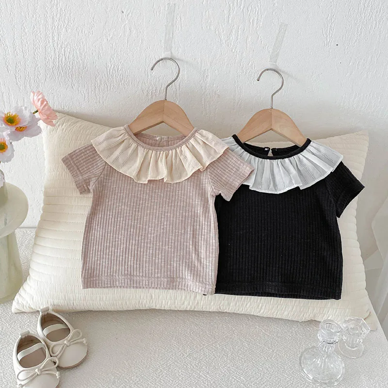 MILANCEL, nueva ropa de verano para bebés de 0 a 3T, bonita camisa de manga corta con retazos para niñas, prendas de vestir finas y cómodas para niños pequeños, Tops