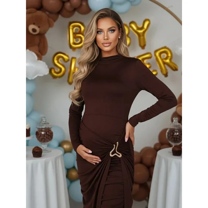 Vestido de maternidad fruncido para sesiones de fotos de embarazo - imagen 5