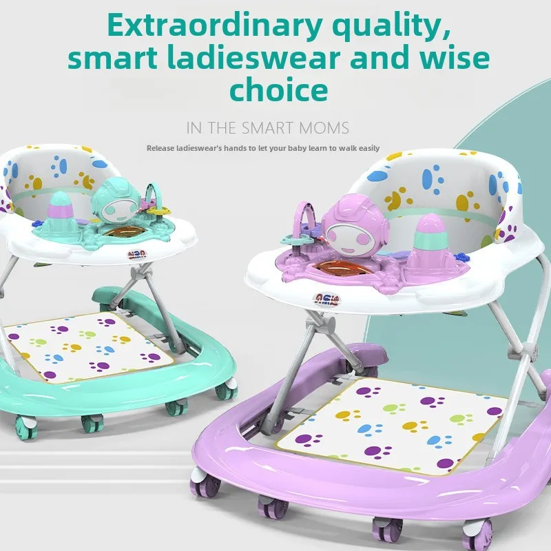 Andador para bebés con música educativa temprana puede sentarse y empujar antivuelco 5 niveles de ajustes - imagen 3