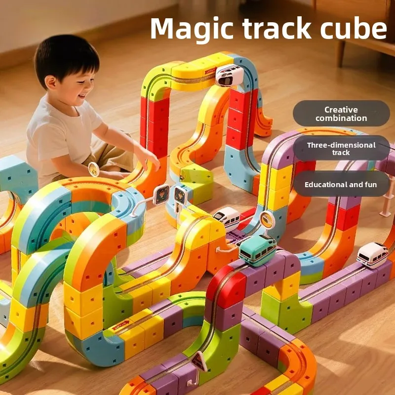 Coches decale magnéticos para niños – Juego educativo pista y bloques