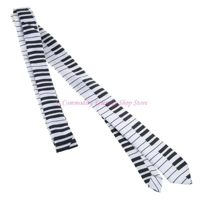 85AE Corbata clásica de piano blanco y negro para hombre - imagen 3