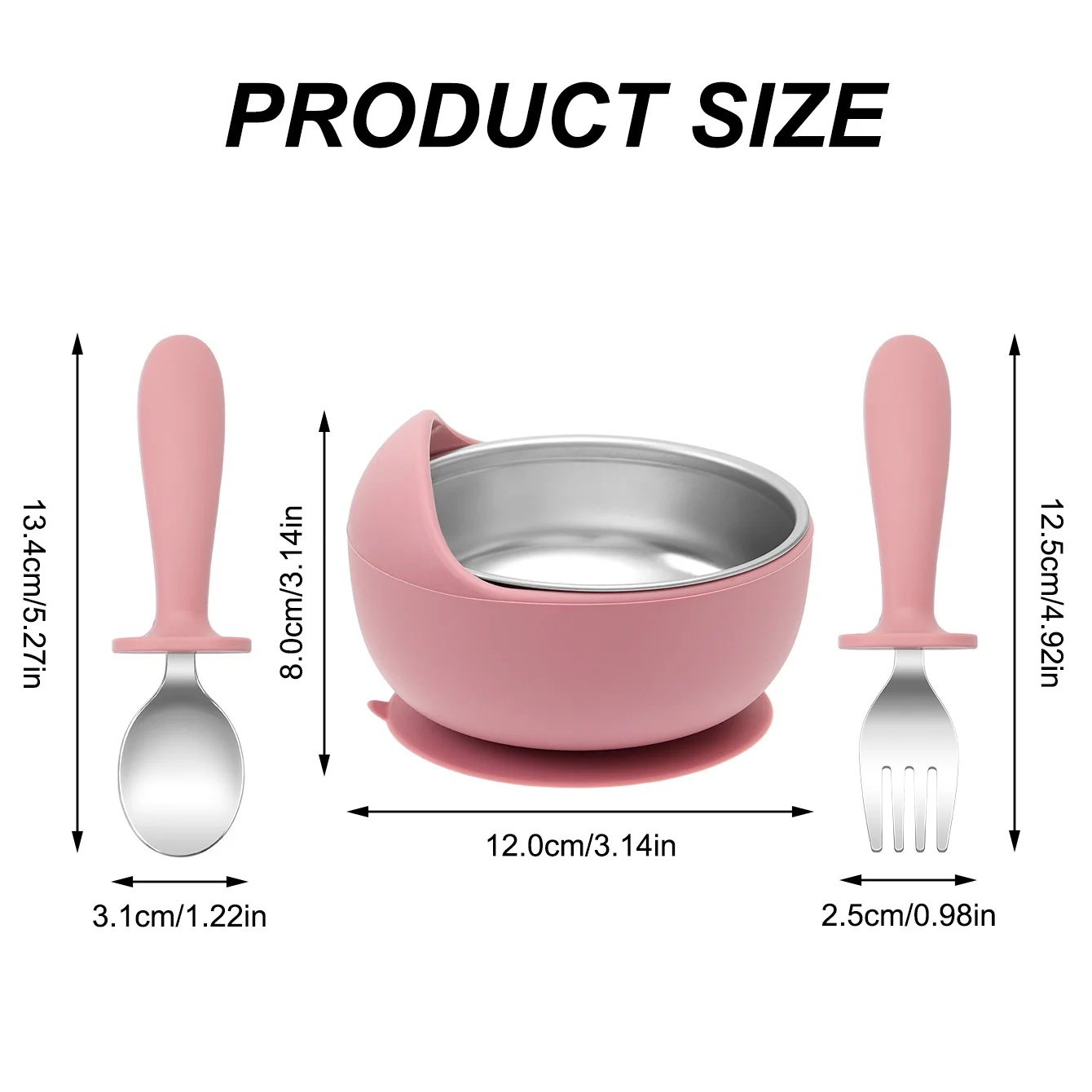 Set alimentación bebé de silicona y acero inoxidable sin BPA - imagen 4