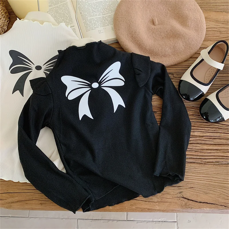 Camisa manga larga con lazo para bebé – Temporada de primavera y otoño