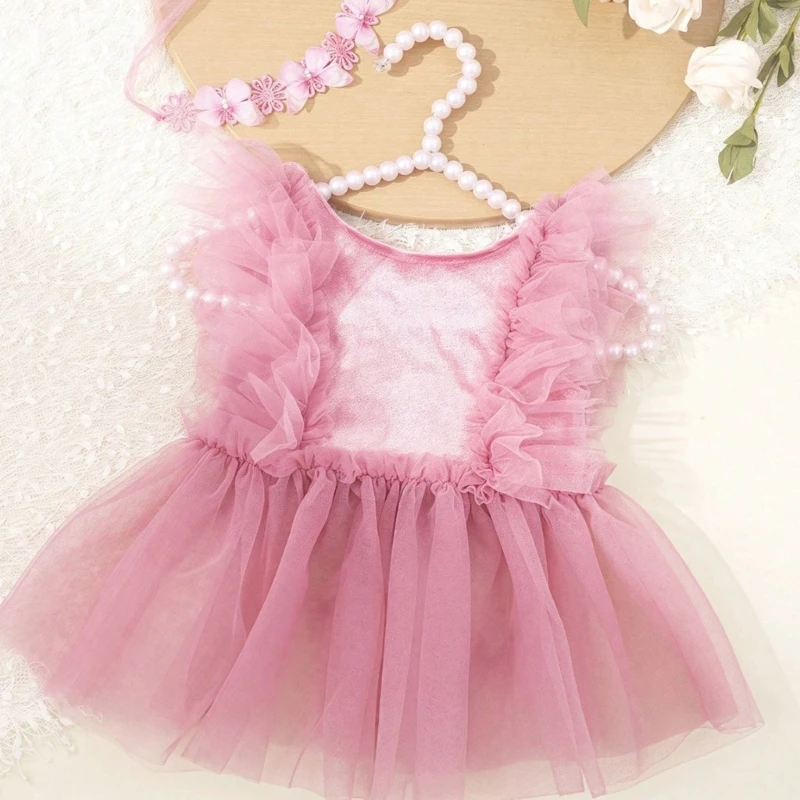 Trajes de fotografía para niña recién nacida con diadema, vestido de malla con alas de mariposa de princesa para sesión de fotos, accesorios infantiles