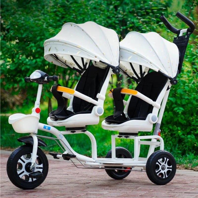 Cochecito doble para gemelos: andador de viaje ligero convertible con asientos giratorios antivuelco y diseño plegable - imagen 3