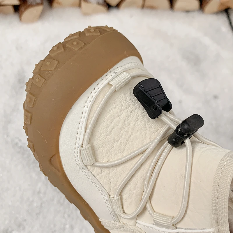 Otoño Invierno, botas de nieve para bebés y niños, zapatos para niños al aire libre, a prueba de viento, impermeables, antideslizantes, suela suave, botas gruesas de felpa para niños - imagen 4
