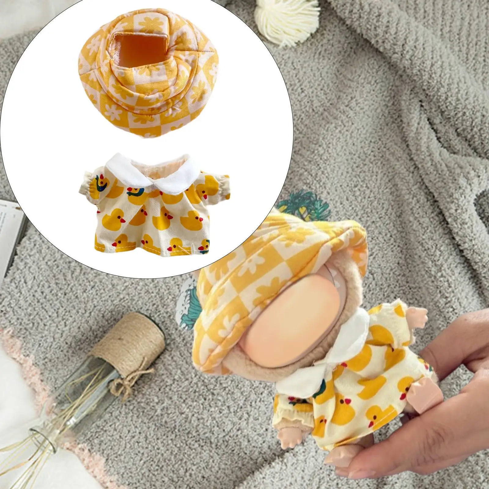 Doll Clothes Costumes with Hat Soft Photo Props Cute DIY Doll Clothing for 15cm/17cm Doll