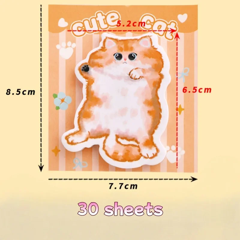 Gato pequeño, notas adhesivas bonitas y elegantes, notas de alta apariencia, deja un mensaje, N veces, 30-120 hojas - imagen 3