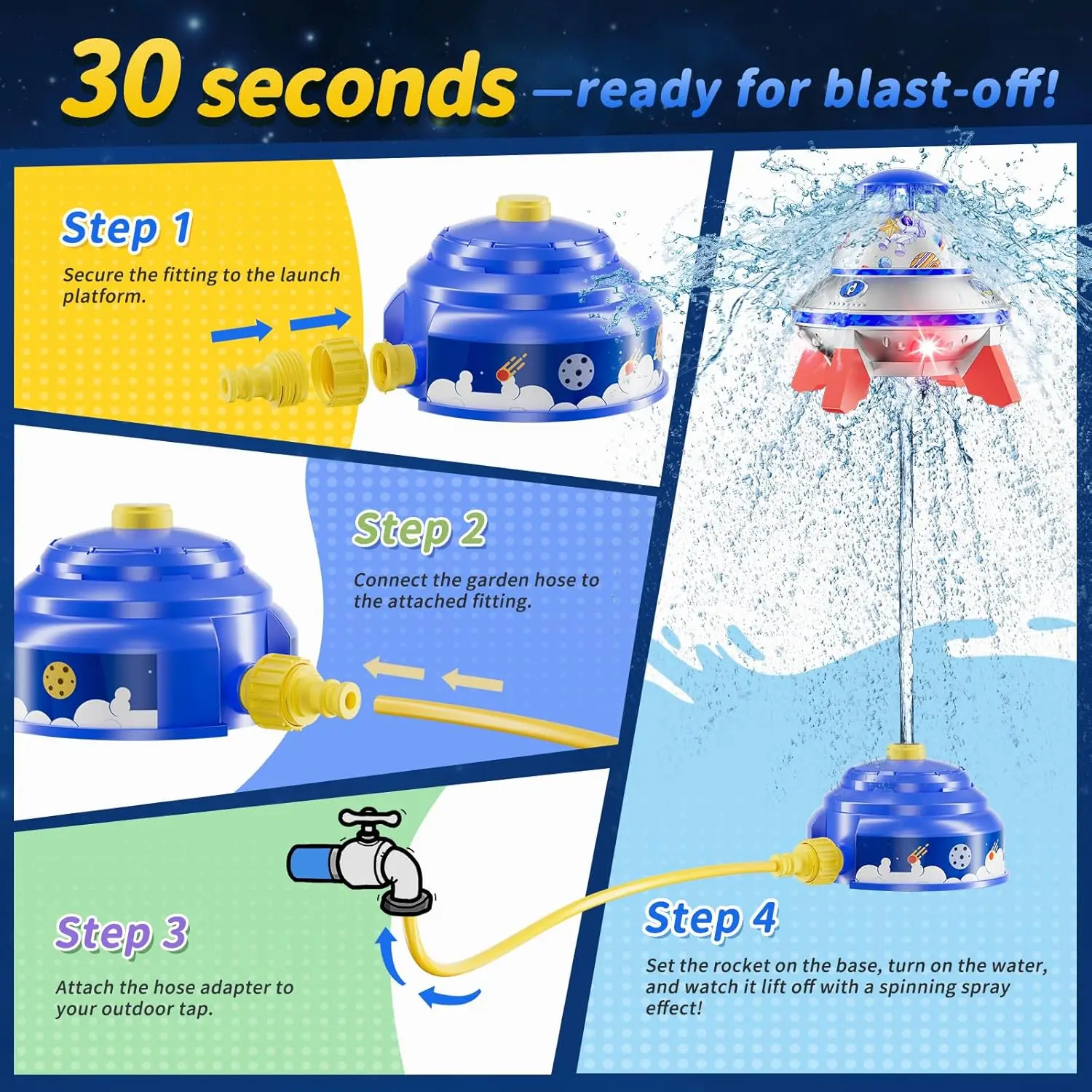 Juguetes lanzadores, aspersor para exteriores, chorro de agua, tiro, elevación a presión, juguete, interacción divertida en jardín, césped, juguetes acuáticos para niños - imagen 4
