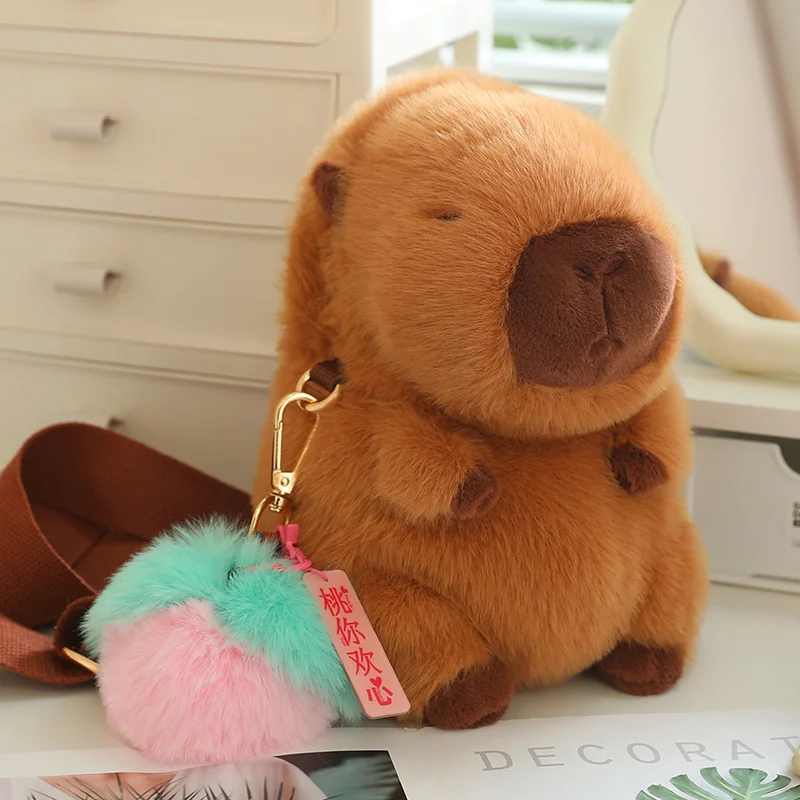 Bolsa de felpa infantil capibara con motivo de manzana - imagen 2