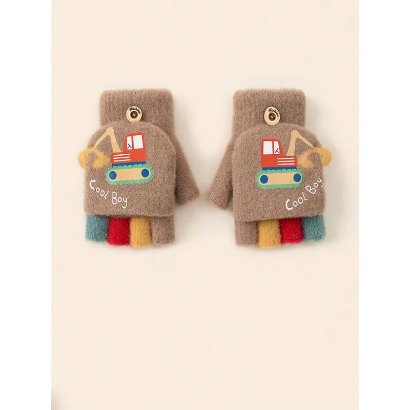 Guantes infantiles de invierno abatibles con estampado excavadora - imagen 4