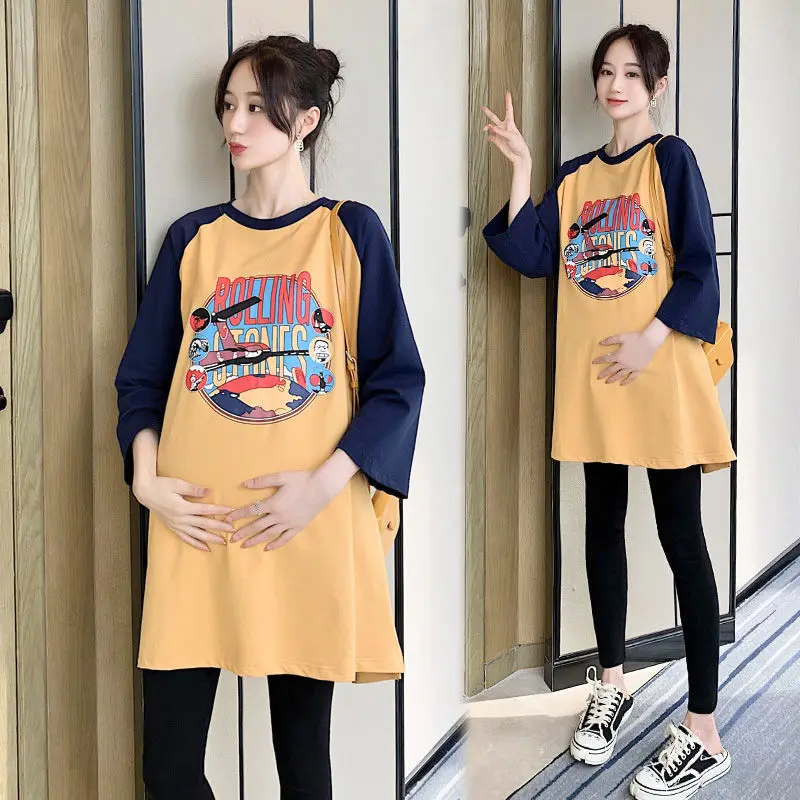 Camiseta premamá de algodón transpirable para primavera y verano - imagen 2
