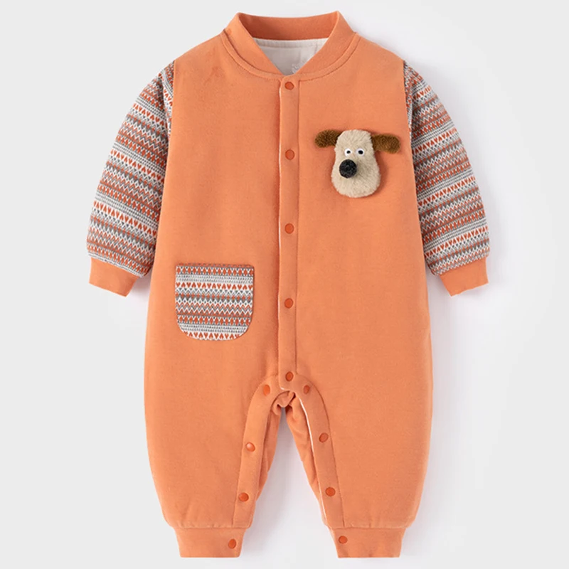 Pelele de invierno bebé recién nacido – Algodón suave con rayas - imagen 5