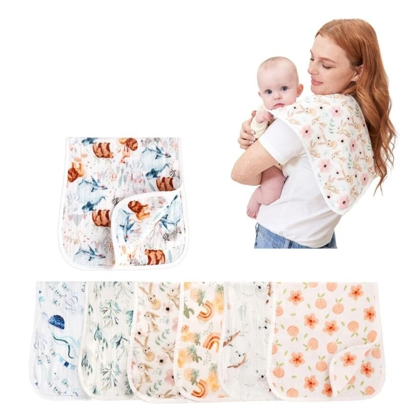 Paño de muselina suave de gasa de algodón para hombros, almohadilla para eructar para bebé recién nacido, paños para eructar, Baberos para la dentición absorbentes suaves - imagen 2