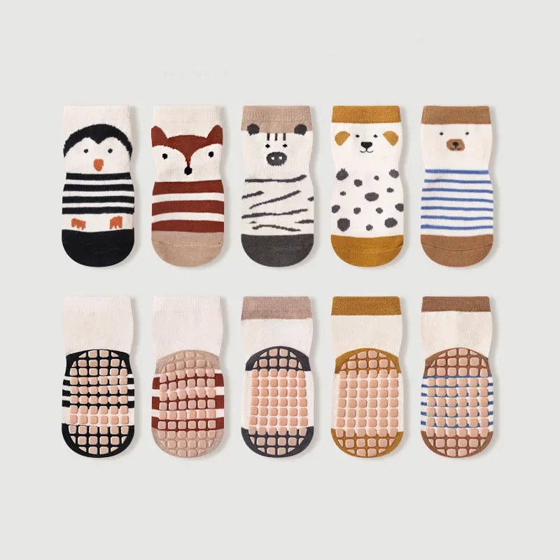 Calcetines antideslizantes para niños, calcetines de suelo con bonito patrón de dibujos animados para bebés y niñas, cómodos y transpirables para niños pequeños