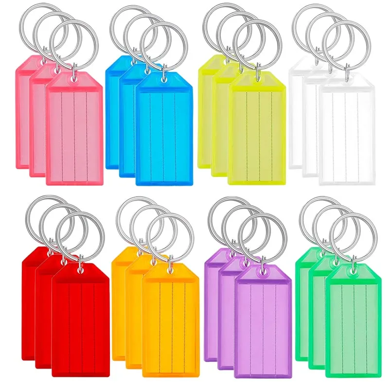  ﻿ 10 ~ 50 Uds llavero etiquetas para llaves etiqueta con anillo dividido para DIY nombre numerado etiqueta de equipaje etiqueta de identificación etiquetas de nombre plástico colorido Tmz