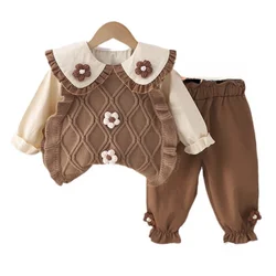 Conjunto de ropa para bebe: chaleco, camisa y pantalon, moda infantil