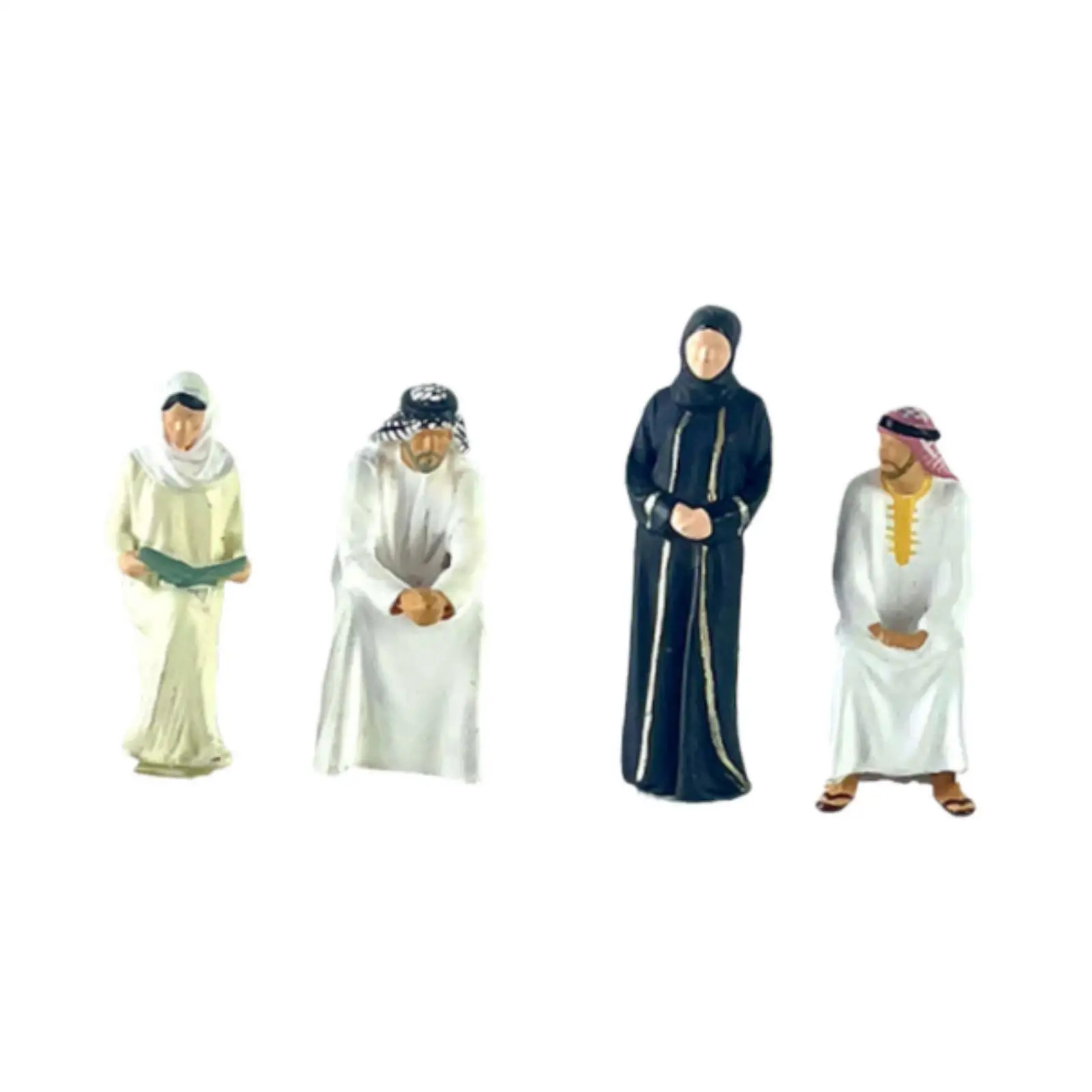 4Pcs 1:64 Hand Painted People Figures Resin for Fariy Garden Miniature Scene
