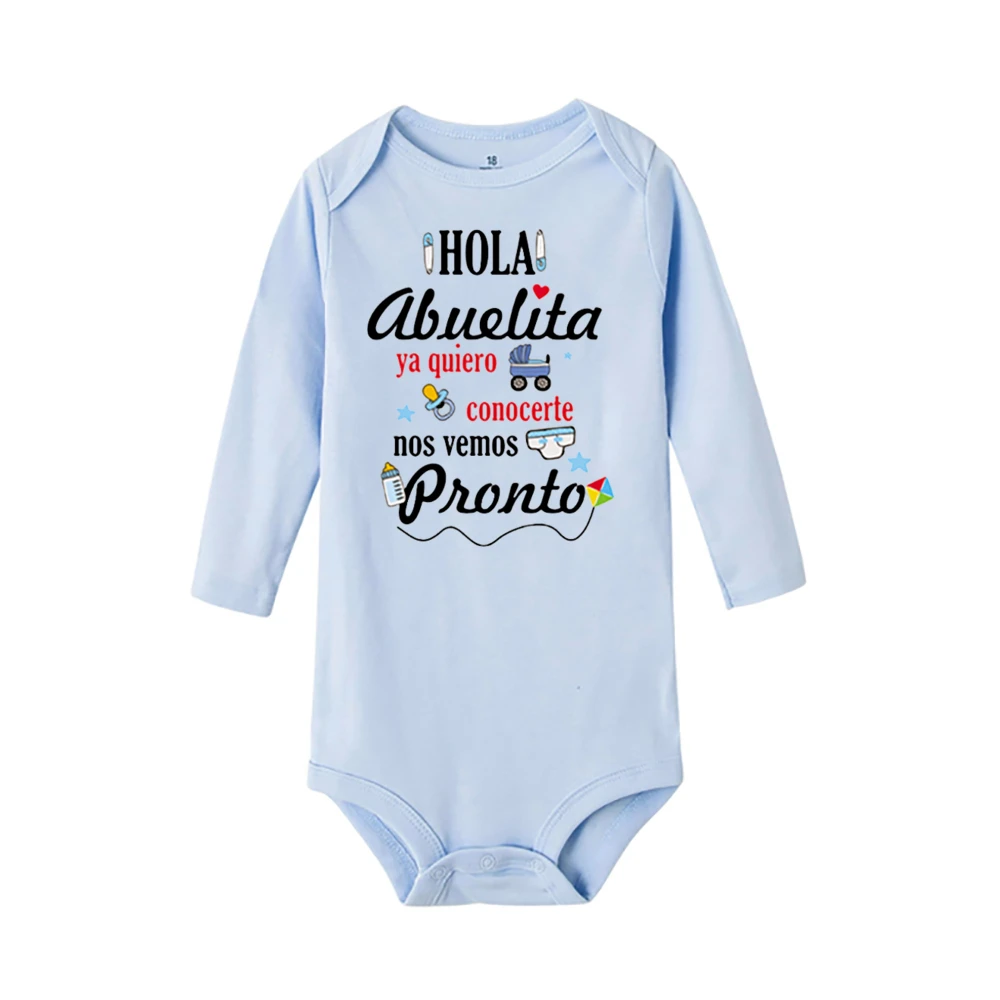 Hola abuela que quiero conocerte te verás pronto Body para bebé anuncio de embarazo ropa infantil recién nacido mameluco de manga larga - imagen 4