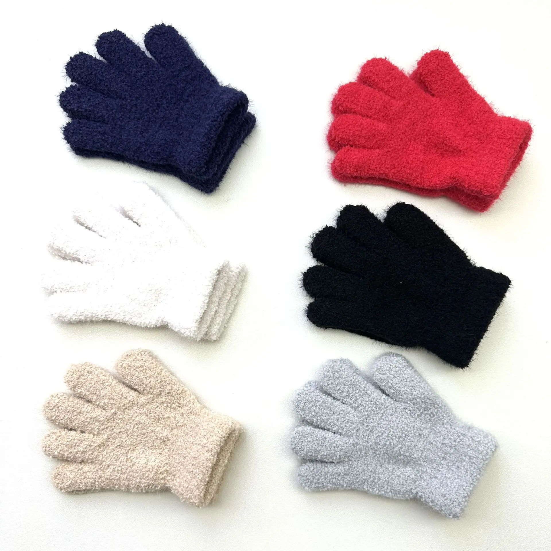 7-10Y niños Otoño Invierno guantes cálidos tejidos niños niñas estudiantes lindos guantes sólidos niñas deportes al aire libre montar guantes de esquí - imagen 3