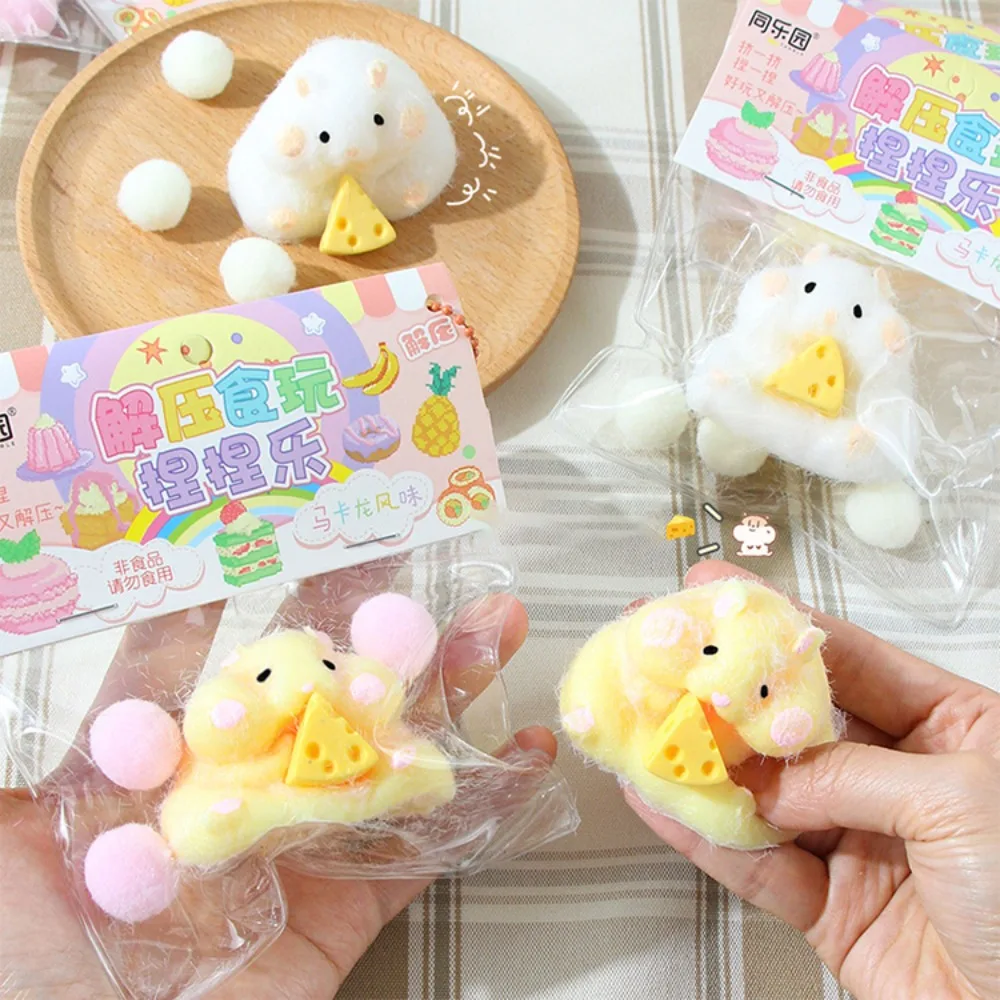 Simulación de silicona suave para niños, juguete flocado de rebote lento, pellizco de hámster, juguete de descompresión musical, adornos de hámster, regalo - imagen 3