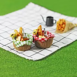 Cesta de pan miniatura escena girasol y miel casa muñecas
