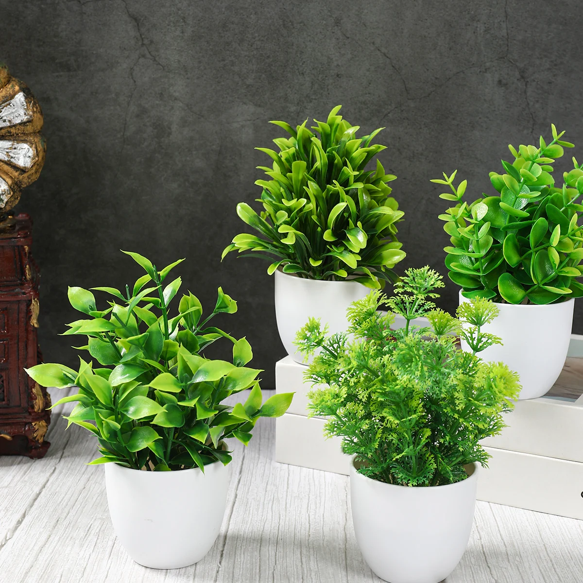 Planta falsa verde Artificial, flor de eucalipto, planta en maceta para interior, exterior, hogar, dormitorio, jardín, decoración, suministros para fiestas, 4 Uds. - imagen 2