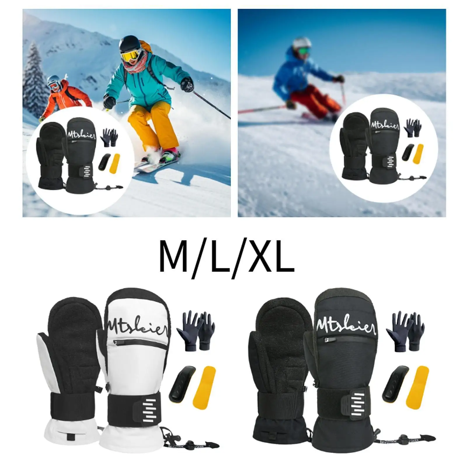 Guantes de esquí impermeables, equipo de esquí cálido, guantes de invierno para hombres y mujeres para correr, montañismo, esquí, patinaje, motos de nieve - imagen 4