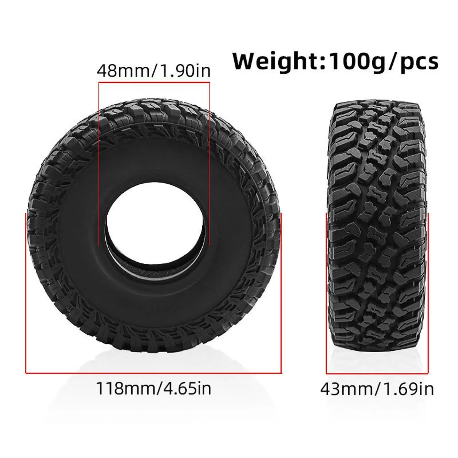 4Pcs 1/10 RC Car Tires Parts Easy to Install Accessory Rock Crawler Car Wheels RC Model Climbing Cars Tires Accessories